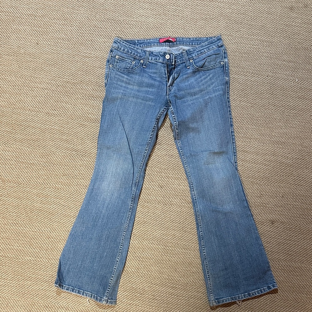 Vintage Levi's 524 Too Super Low Light Blue Flare Jeans, Juniors 11